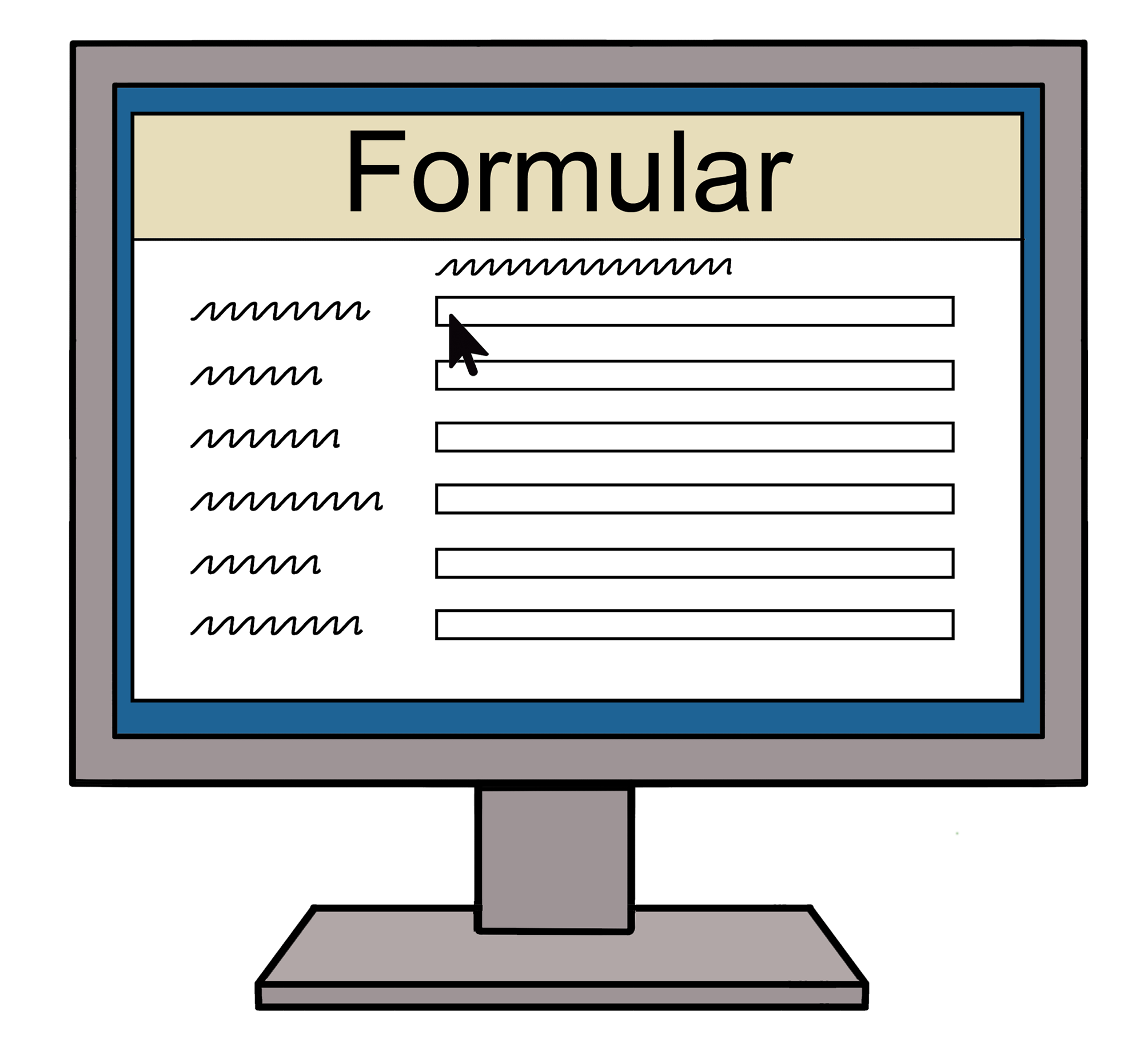 Formular-im-Internet-900 Ein Computerbildschirm der ein Formular im Internet aufruft